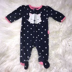 Carters pajamas with cat and polka dots